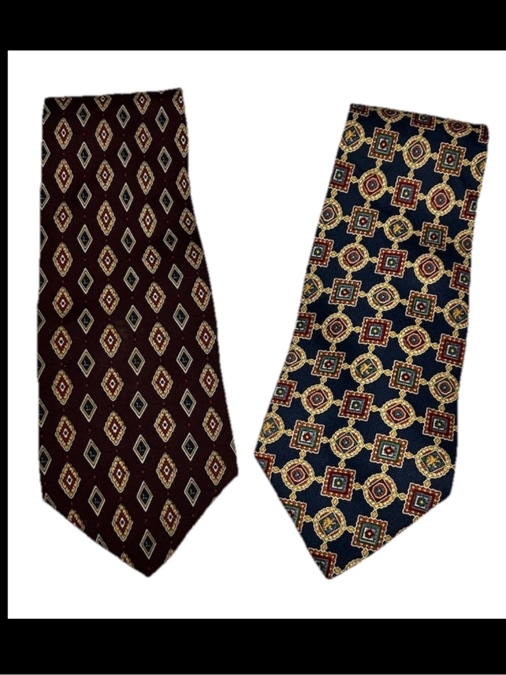 Tommy Hilfiger Ties Lot Of 2 Silk Maroon Navy Blue Classic